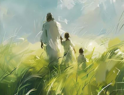 Jesus Walking With Children